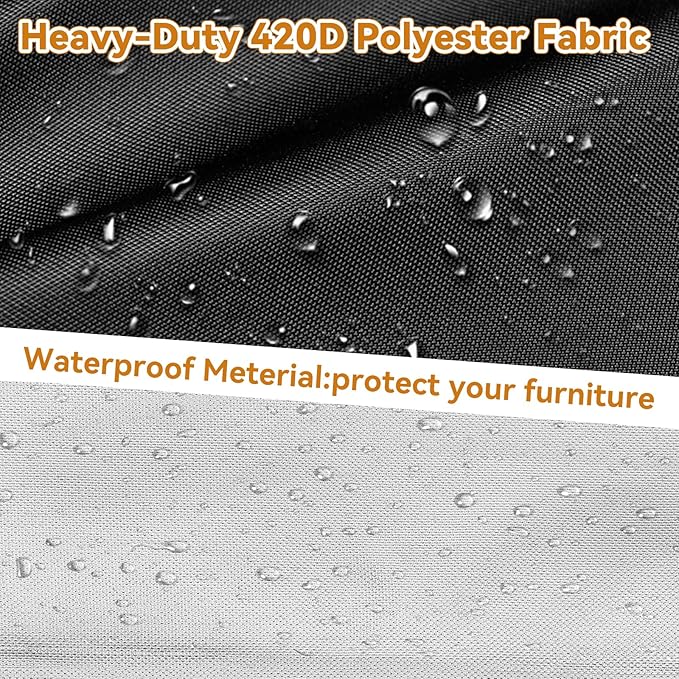 TUOKING Outdoor Furniture Covers Heavy-Duty 420D Waterproof Cover,All-Weather Patio Furniture Protector for Sofa,Chairs & Table-UV-Resistant,Anti-Tear Dustproof Covers (Black, 98.4"L x 79"W x 31.5"H)