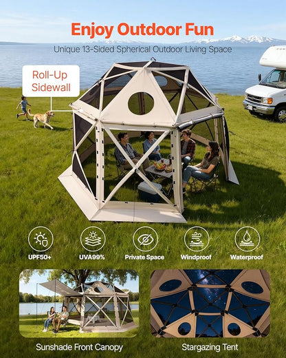VEVOR Pop up Gazebo Screen Tent, 12 x 12 ft, 13-Sided Spherical Camping Canopy - Image 3