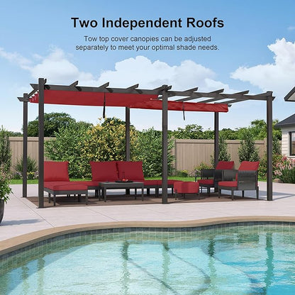 PURPLE LEAF Outdoor Pergola 10' X 18' Retractable Canopy Aluminum, Terra | - Image 2