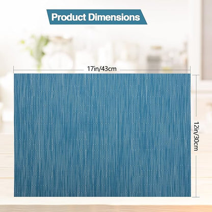 SLKQG Plastic Place mats Set of 4 - Easy Clean Placemats - Washable Heat Resistant Table Mats for Dining Table - 17x12 Inch (Sky Blue Turquoise, 4)