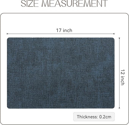 Romanstile Vinyl Placemats Set of 8-12 X 17 Inch - Heat Resistant Place Mats 100% Waterproof Oilproof Wipeable Reversible Faux Leather Table Mats for Kitchen, Dining, Party, Outdoor, Navy Blue