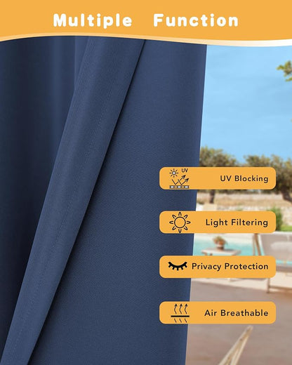 HolidayIdeas Outdoor Curtains for Patio Waterproof 4 Pcs 54x84 Inch Navy | - Image 3