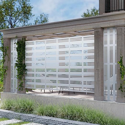 Casaphoria 72" H x 47" W Metal Outdoor Privacy Screen, Freestanding Decorative Divider for Patio, Deck, Balcony, and Garden with Stable Base, White Harold