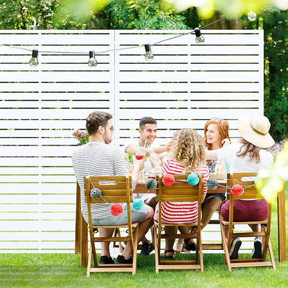 Casaphoria Metal Privacy Screen Outdoor, 72" H x 47" W Freestanding Decorative Privacy Screen for Patio Deck Balcony Garden with Stable Base, White-Louvered