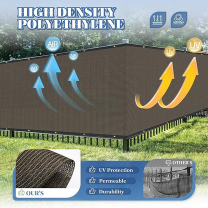 ECOOPTS 4'x222' Privacy Fence Screen Windscreen with Copper Grommets, Fit for Commercial Fence and Residential Garden Outdoor 90% UV Blockage, Cable Zip Ties Included (Brown)