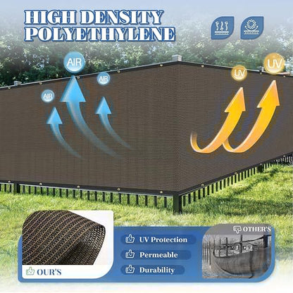 ECOOPTS 8'x224' Privacy Fence Screen Windscreen with Copper Grommets, Fit for Commercial Fence and Residential Garden Outdoor 90% UV Blockage, Cable Zip Ties Included (Brown)