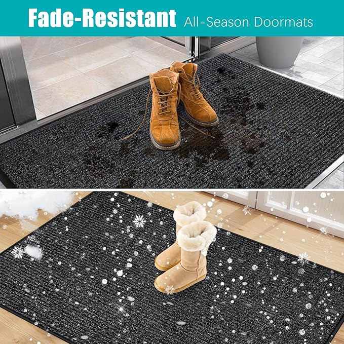 Azadx 3'x4' Front Door Mat Heavy Duty Indoor Outdoor Door Mat Non-Slip Backing Doormat for Entryway Stain and Fade Resistant Commercial Floor Mats Entry Mat Low Profile Welcome Door Mats