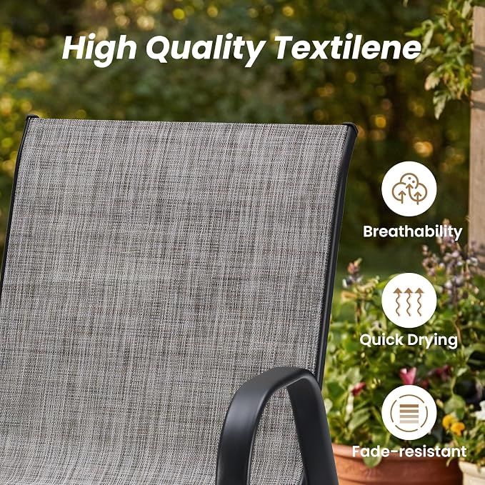 Stackable Outdoor Dining Chairs Set of 4, Textilene Patio Chairs - Image 5