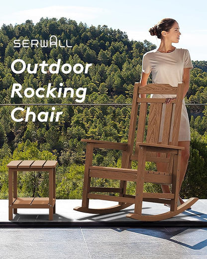 SERWALL Oversized Outdoor Rocking Chair, Patio HDPE Rocking Chair, All Weather - Image 5