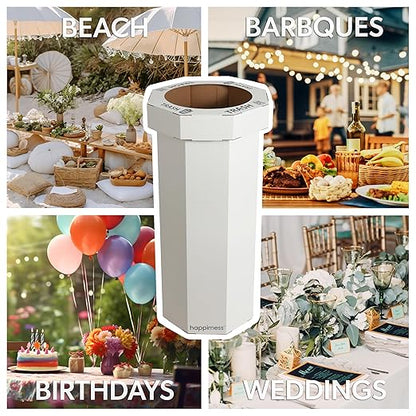 Eyely MPH1300F-SET2 Sal 25-Gallon Disposable Corrugated Cardboard Event Trash Can and Recycling Bin for BBQs, Beach, Parties & Events & Outdoor Activities, Limestone Beige (Set of 2)