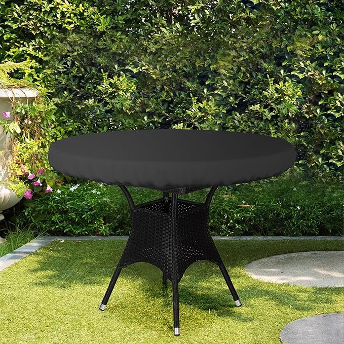 Covers & All Round Table Top Cover, 12 Oz Waterproof UV & Weather Resistant Patio Table Cover, Outdoor Table Cover for Patio Outdoor Furniture & Coffee Table (44" Dia x 4" H Inches, Black)