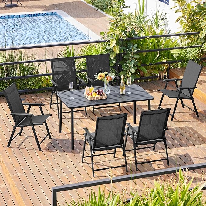 Yaheetech Patio Chairs Set of 4 Outdoor Foldable Dining Chairs, Comfortable - Image 2