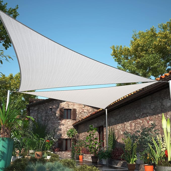 8' x 10' x 12.8' Grey Sun Shade Sail UPF50 Right Triangle SMTAPT12 Canopy by ShadeMart