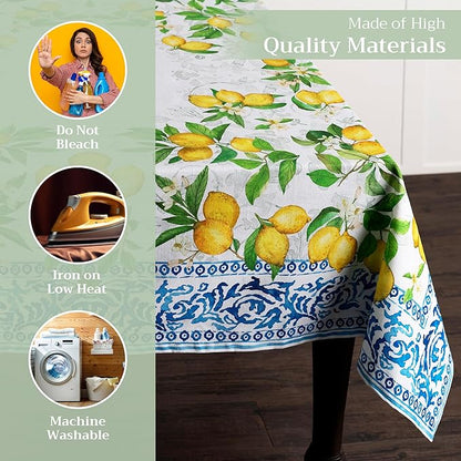 Maison d' Hermine Table Cloth Rectangle Table 100% Cotton 54 x 72 Inches Tablecloth Reusable Decorative Everyday Use for Dining Room, Farmhouse, Home, Party, Festive & Wedding Spring Summer - Cedrat