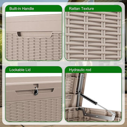 120 Gallon Outdoor Deck Box, Lockable Waterproof Outdoor Storage Boxes - Image 4