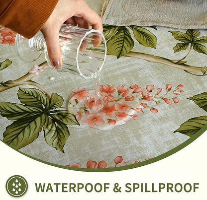 Rectangle Picnic Table Cloth, Elastic Waterproof Fitted Vinyl Tablecloths for 4 Foot Tables, Wipeable Flannel Backed Table Covers for Dining, Camping, Outdoor(Flower,30"x48")