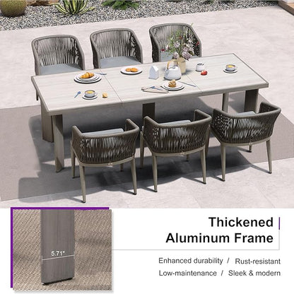 PURPLE LEAF 9 Pieces Outdoor Dining Set Patio Table and Chairs Set Aluminum Rattan Wicker Patio Furniture Set for Lawn Backyard Deck Grey with Counter Stools