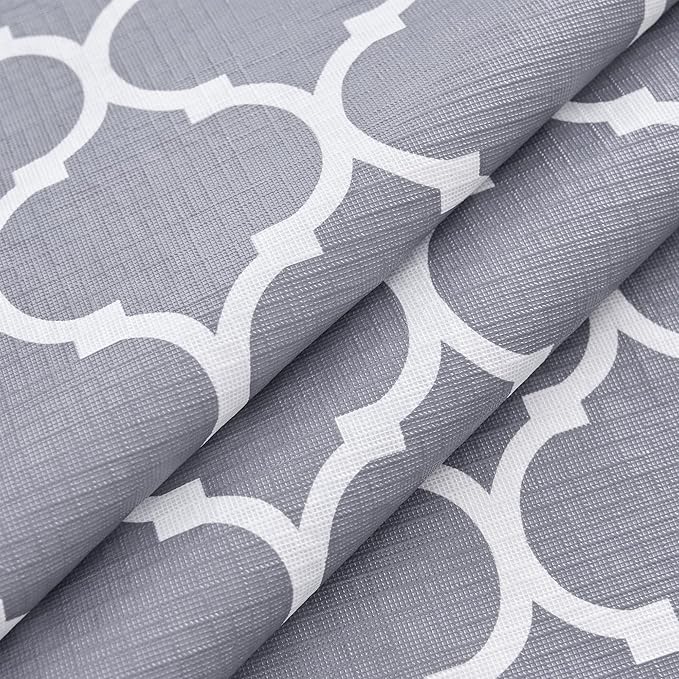 Nasitos 2 Pack Plastic Vinyl Tablecloth with Flannel Backed 60x120 Inch Moroccan Grey