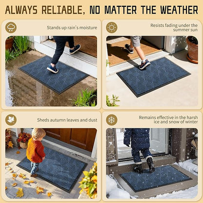 Yimobra Large Door Mat 47x24, All-Weather Waterproof Non-Slip Welcome Matt Outdoor, Heavy Duty Non Slip Doormat for Entryway for Patio and Garage Indoor, Easy Clean, Blue