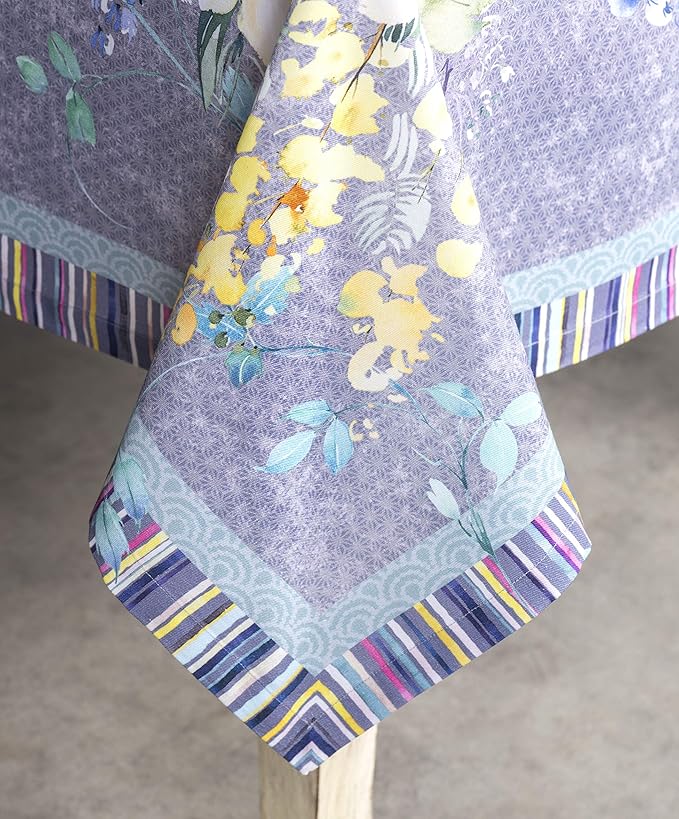 Maison d' Hermine Table Cloth Rectangle Table 100% Cotton 60 x 108 Inches Tablecloth Reusable for Dining Room, Farmhouse, Home, Party, Festive & Wedding Spring Summer - Sweet Rose Lavender - Lush
