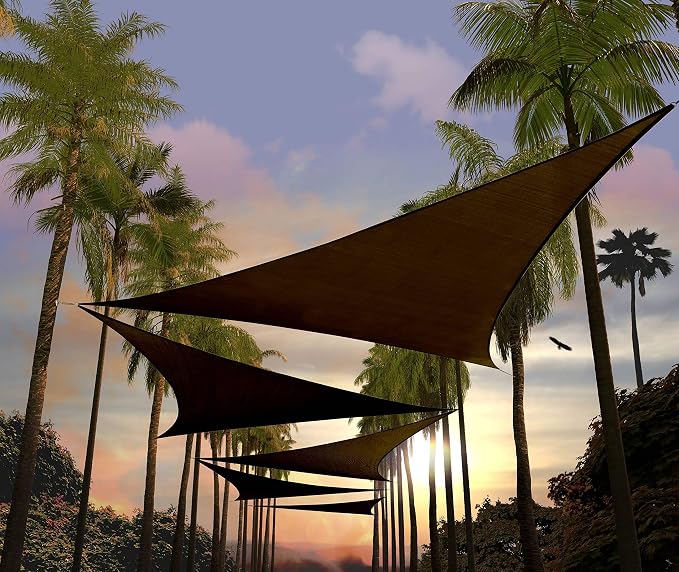 Amgo Custom Size 13' x 13' x 13' Brown Triangle Sun Shade Sail UPF50+ AGTAPT10 by Amgo