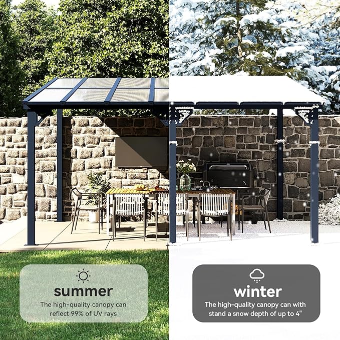 Aoxun 14’x10’ Gazebo with Aluminum Frame & Polycarbonate Panel, Outdoor Patio - Image 6