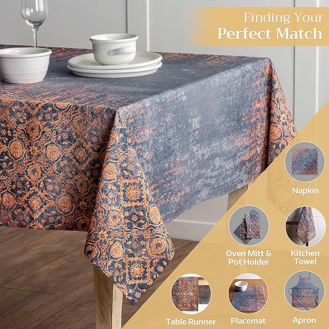 Maison d' Hermine Table Cloth Rectangle Table 100% Cotton 70 x 108 Inches Fall Tablecloth Reusable Everyday Use for Thanksgiving Christmas Decorations Dining Farmhouse Party (Imperfection)