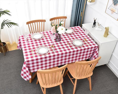 Waterproof Plaid Tablecloth Fabric - Square 58x58 Inch Classic Gingham Checker Valentines Table Cloth for Indoor/Outdoor Use - Valentine's Tabletop Cover for Picnics, BBQs, and Parties