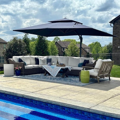 PURPLE LEAF Patio Umbrella 10' X 13' Heavy Duty Outdoor Umbrella Navy Blue | by PURPLELEAF