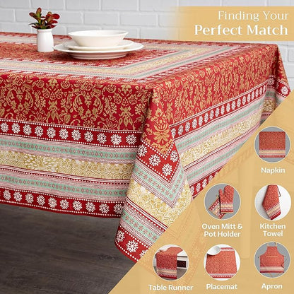 Maison d' Hermine Table Cloth Rectangle Table 100% Cotton 60 x 90 Inches Fall Tablecloth Reusable Everyday Use for Thanksgiving Christmas Decorations Dining Farmhouse Party (Sofia)