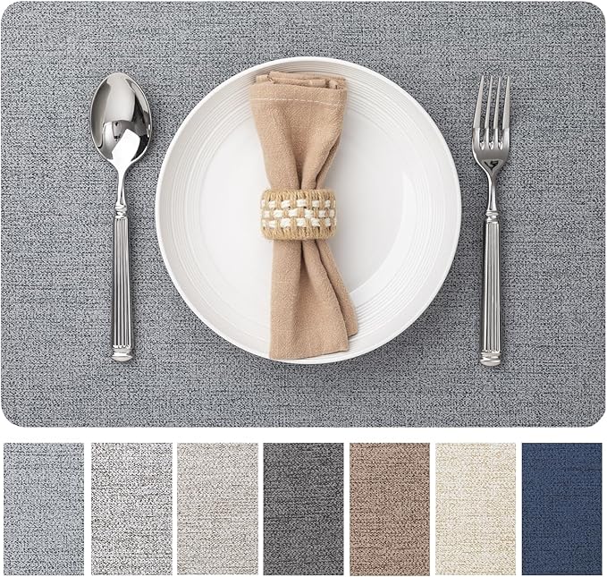 Faux Leather Placemats Set of 8 Vinyl Washable Wipeable Table Mats for Kitchen Dining Table Heat Resistant Waterproof Modern Indoor/Outdoor Placemats Non-Slip Easy Clean Place Mats (Stargaze)
