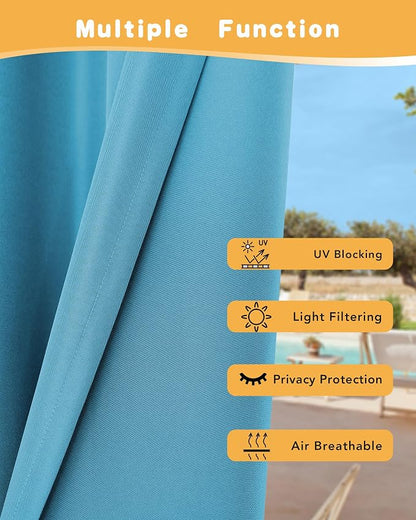 HolidayIdeas Outdoor Curtains for Patio Waterproof 4 Pcs 54x108 Inch Teal | - Image 3