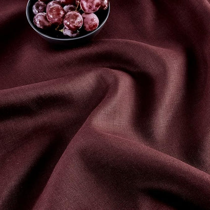 Solino Home Linen Burgundy Table Runner 108 Inches Long - 100% Pure Linen 14 x 108 Inch Table Runner for Valentines, Winter - Classic Hemstitch