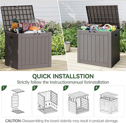 KAMABOKO 32 Gallon Outdoor Storage Box 2 Pack All-Weather Deck Box for Patio Furniture, Package Deliveries, Garden Tools, Pool Supplies & Cushions, Grey
