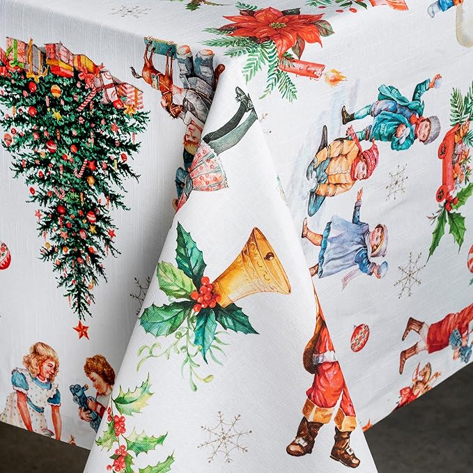 Maison d' Hermine Table Cloth Rectangle Table 100% Cotton 70 x 90 Inches Fall Tablecloth Reusable Everyday Use for Thanksgiving Christmas Decorations Dining Farmhouse Party (Chromo)