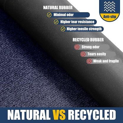 Front Door Mat Outside Entrance Indoor Doormat, 31" x 20" Outdoor Mats for Patio Waterproof, Outdoor Door Mats for Outside Entry, Indoor Rugs for Entryway, Sturdy Natural Rubber Entry Mat, Blue