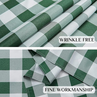 Softalker Spring Checkered Tablecloth Square - Outdoor Waterproof Buffalo Plaid Table Cloth, Stain Resistant Gingham Table Cover for Picnic, Camping, Easter - Hunter Green and White, 54 x 54 Inch