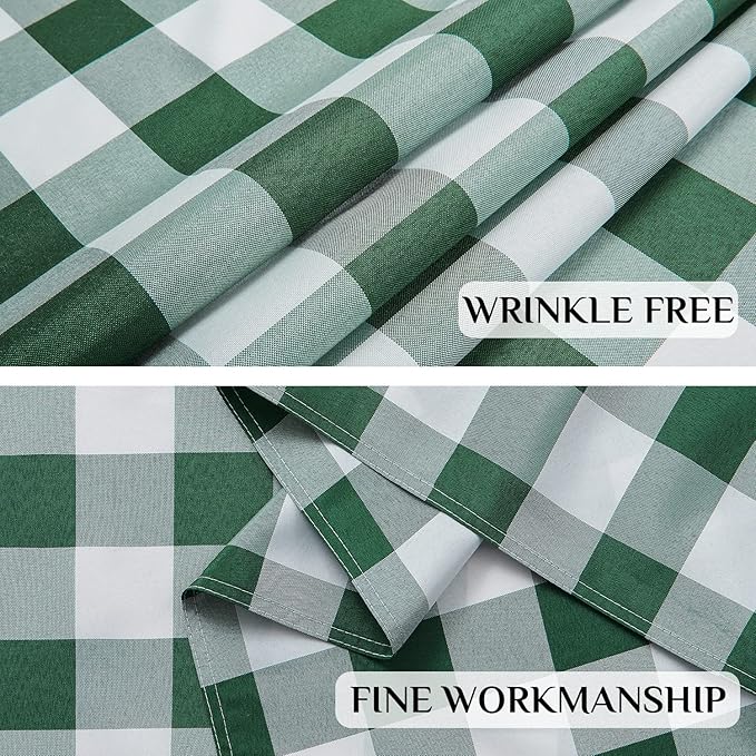 Softalker Spring Checkered Tablecloth Rectangle - Outdoor Waterproof Buffalo Plaid Table Cloth, Stain Resistant Gingham Table Cover for Picnic, Camping, Easter - Hunter Green and White, 54 x 78 Inch