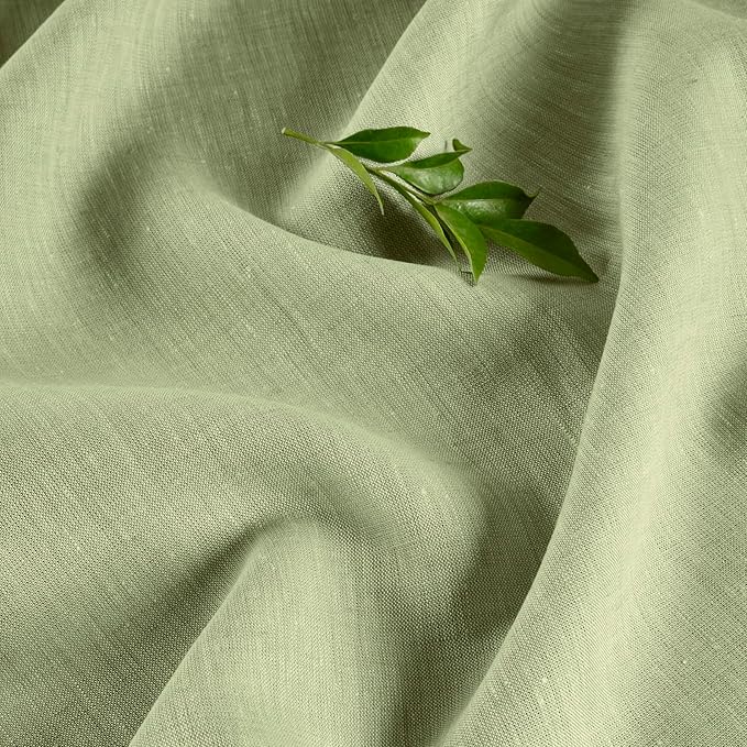 Solino Home Linen Table Runner 90 Inches Long - Athena, 100% Pure Linen Chambray Olive Table Runner 14 x 90 Inch for Dining, Spring, St Patricks Day