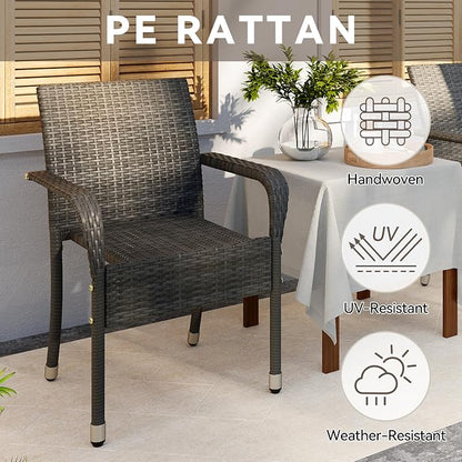 Yaheetech Set of 2 Stackable Outdoor Rattan Dining Chairs, All-Weather Firepits - Image 7