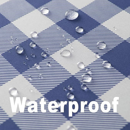 Waterproof Plaid Tablecloth Fabric - Round 58 Inch Classic Gingham Checker Table Cloth for Indoor/Outdoor Use - Buffalo Table Cover for Picnics, BBQs, and Parties
