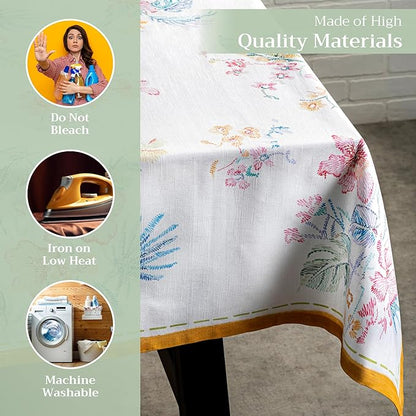 Maison d' Hermine Table Cloth Rectangle Table 100% Cotton 60 x 90 Inches Tablecloth Reusable Decorative for Dining Room, Farmhouse, Home, Party, Festive & Wedding Spring Summer - Paradise Island