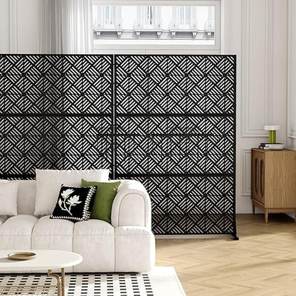 Casaphoria Metal Privacy Screen Outdoor, 72" H x 47" W Freestanding Decorative Privacy Screen for Patio Deck Balcony Garden with Stable Base, Black-Cecil