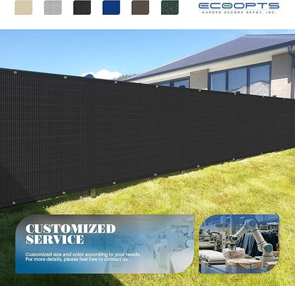 ECOOPTS 8'x224' Privacy Fence Screen Windscreen with Copper Grommets, Fit for Commercial Fence and Residential Garden Outdoor 90% UV Blockage, Cable Zip Ties Included (Black)