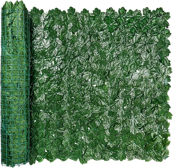 iCover 78x118in Artificial Ivy Privacy Screen for Fence, Green Maple Leaf Strengthened Joint Prevent Leaves Falling Off, Faux Hedge Panels Greenery Vines, Decorative Fences for Outdoor, Garden