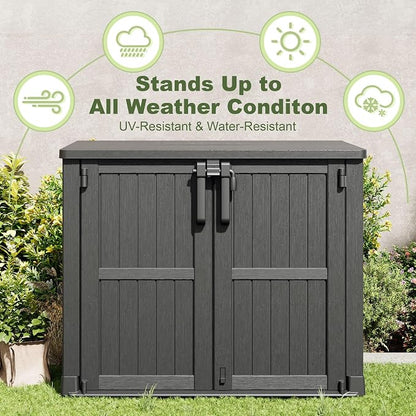 36 Cu Ft Horizontal Resin Storage Shed, Weatherproof Outdoor Storage Cabinet - Image 4