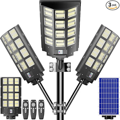 loyoele 9000W Solar Parking Lot Lights 360000LM 7000K LED Solar Street Lights Outdoor Waterproof Dusk to Dawn Street Lights Solar Powered,with Motion Sensor,Yard
