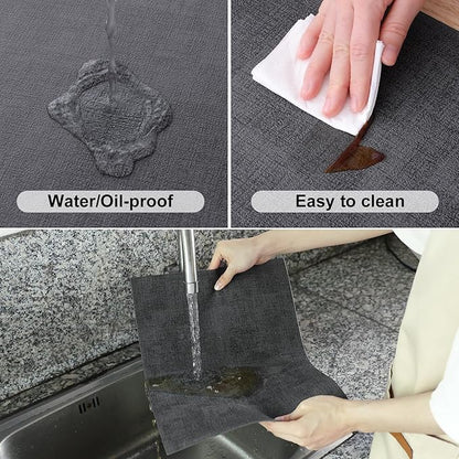Homaxy Faux Leather Heat Resistant Placemats for Dining Table Set of 6, Waterproof Wipeable Washable PU Table Mats, Easy to Clean Anti-Slip Place Mats, 11.8" x 17", Dark Grey