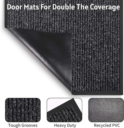 Front Door Mat Indoor Outdoor Entrance, 48" x 72" All-Season Heavy Duty Waterproof Doormat, Non-Slip Absorbent Entryway Mat, Easy to Clean, Low Profile Commercial Floor Mat for Indoor Outdoor