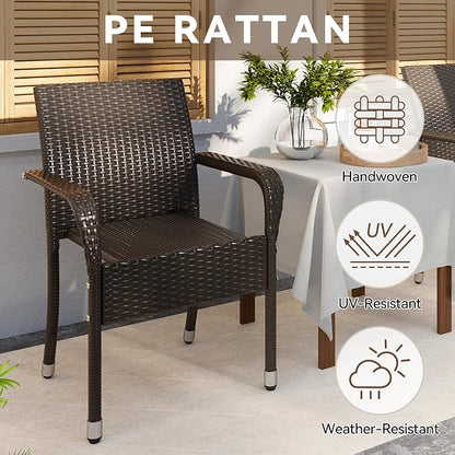 Yaheetech Set of 2 Stackable Outdoor Rattan Dining Chairs, All-Weather Armchair - Image 7